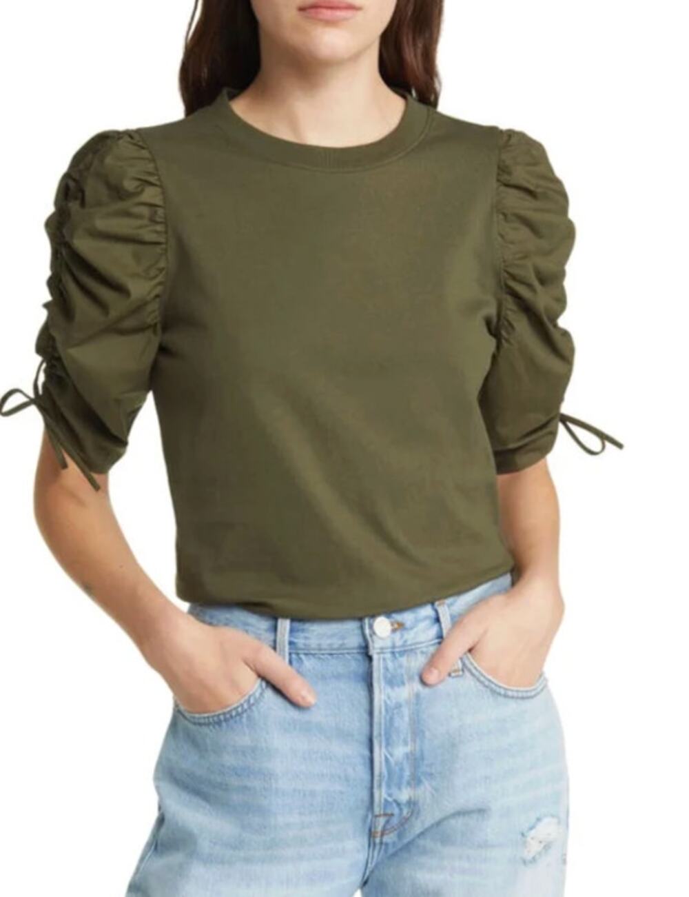 Frame Ruched Tie Sleeve Top size XS